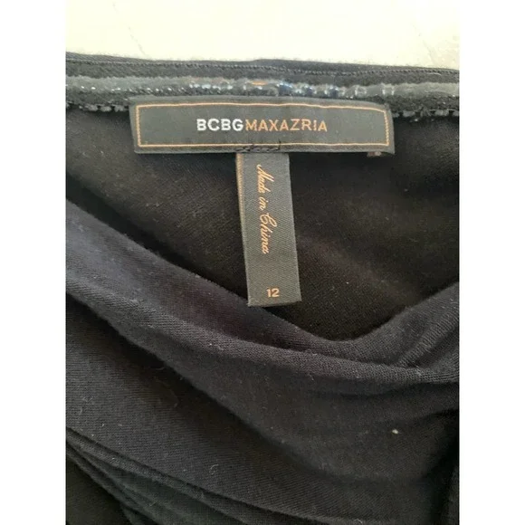 Bcbg maxazria  black shorted one shoulder ponte body con dress black 12 - Picture 2 of 7